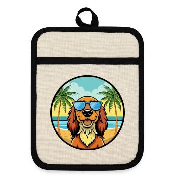 Gordon Setter Hunderasse Cartoon Sonnenbrille Strand - Topflappen mit Gummirückseite - Leinen/Schwarz  - Vorne