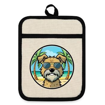 Glen Of Imaal Terrier Hunderasse Cartoon Sonnenbrille - Topflappen mit Gummirückseite - Leinen/Schwarz  - Vorne