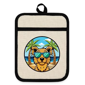 Hovawart Dog Breed Cartoon Sunglasses Beach - Pot holders with rubber back - linen/black  - Front