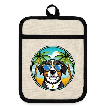 Entlebucher Sennenhund Rasse Cartoon Sonnenbrille - Topflappen mit Gummirückseite - Leinen/Schwarz  - Vorne