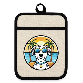 Dalmatiner Hund Rasse Cartoon Sonnenbrille Strand - Topflappen mit Gummirückseite - Leinen/Schwarz  - Vorne