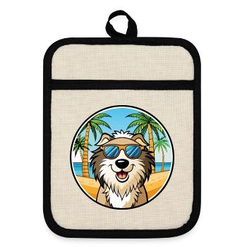 Kroatische Schäferhundrasse Cartoon Sonnenbrille Strand - Topflappen mit Gummirückseite - Leinen/Schwarz  - Vorne