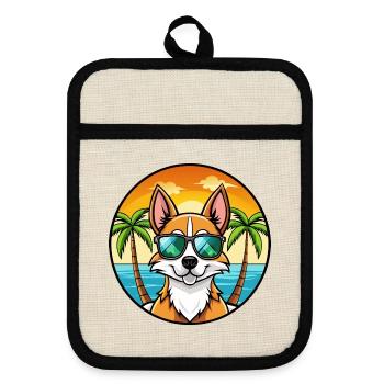 Chilenische Foxterrier Hunderasse Cartoon Sonnenbrille - Topflappen mit Gummirückseite - Leinen/Schwarz  - Vorne