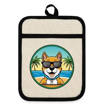 Cao Da Serra De Aires Lunettes de soleil de dessin animé de race de chien - Maniques avec dos en caoutchouc - lin/noir  - Devant