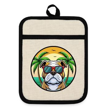 Bulldog Breed Cartoon Lunettes de soleil Beach - Maniques avec dos en caoutchouc - lin/noir  - Devant