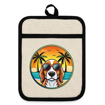 Bracco Italiano Chien Race Dessin Animé Lunettes De Soleil Plage - Maniques avec dos en caoutchouc - lin/noir  - Devant
