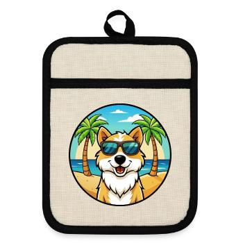 Cumberland Chien de berger Race Cartoon Lunettes de soleil Beach - Maniques avec dos en caoutchouc - lin/noir  - Devant