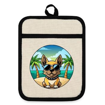 Braque Français Hunderasse Cartoon Sonnenbrille Strand - Topflappen mit Gummirückseite - Leinen/Schwarz  - Vorne