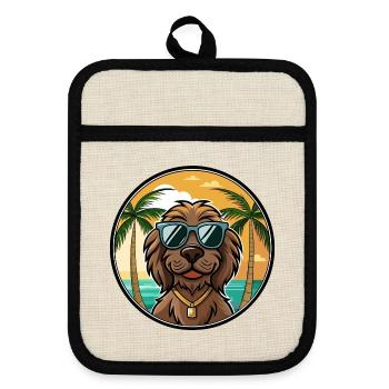 Boykin Spaniel Hunderasse Cartoon Sonnenbrille Strand - Topflappen mit Gummirückseite - Leinen/Schwarz  - Vorne