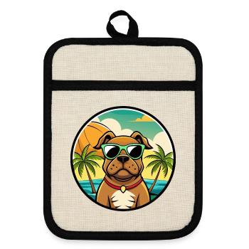 Boerboel Dog Breed Cartoon Sunglasses Beach - Pot holders with rubber back - linen/black  - Front