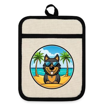 Schwarzwälder Laufhund Hunderasse Cartoon Sonnenbrille - Topflappen mit Gummirückseite - Leinen/Schwarz  - Vorne