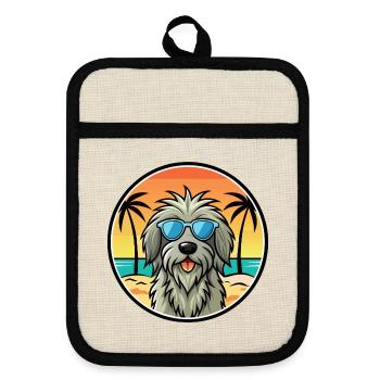 Lunettes de soleil Bergamasco Shepherd Dog Breed Cartoon - Maniques avec dos en caoutchouc - lin/noir  - Devant