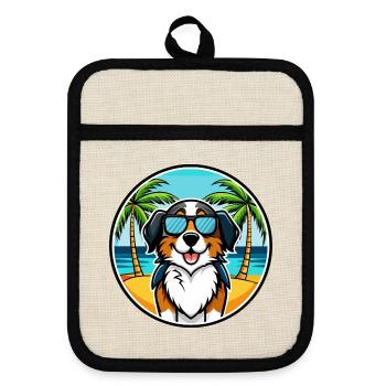 Berner Laufhund Hunderasse Cartoon Sonnenbrille Strand - Topflappen mit Gummirückseite - Leinen/Schwarz  - Vorne