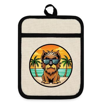 Belgische Griffon Hunderasse Cartoon Sonnenbrille Strand - Topflappen mit Gummirückseite - Leinen/Schwarz  - Vorne