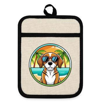 Beagle Harrier Hunderasse Cartoon Sonnenbrille Strand - Topflappen mit Gummirückseite - Leinen/Schwarz  - Vorne