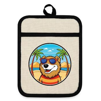 Armenian Gampr Dog Breed Cartoon Sunglasses Beach - Pot holders with rubber back - linen/black  - Front