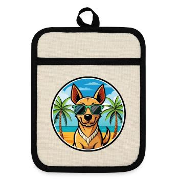 Andalusischer Windhund Rasse Cartoon Sonnenbrille Strand - Topflappen mit Gummirückseite - Leinen/Schwarz  - Vorne