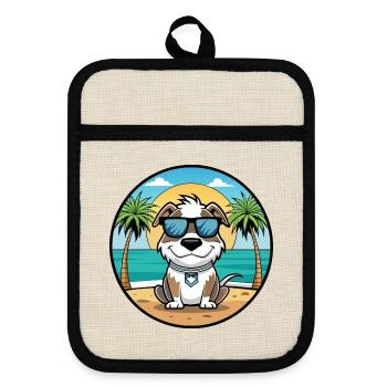 Argentino Chien Race Dessin Animé Lunettes De Soleil Plage - Maniques avec dos en caoutchouc - lin/noir  - Devant