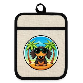 Lunettes de soleil de dessin animé de race de chien teckel à poil dur - Maniques avec dos en caoutchouc - lin/noir  - Devant