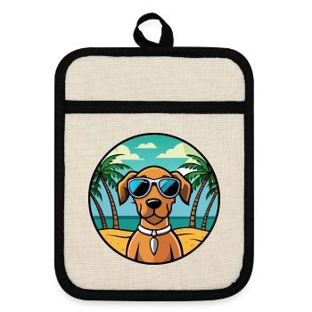 Vizsla Dog Breed Cartoon Sunglasses Beach - Pot holders with rubber back - linen/black  - Front