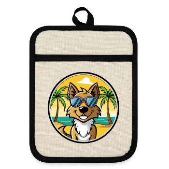 Tiroler Bracke Hunderasse Cartoon Sonnenbrille Strand - Topflappen mit Gummirückseite - Leinen/Schwarz  - Vorne