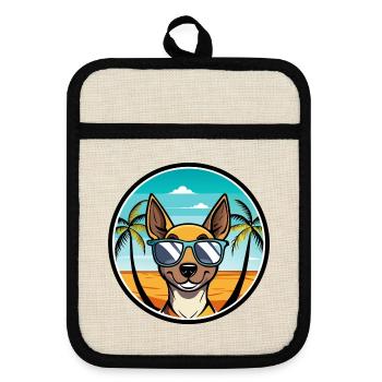 Spielzeug Manchester Terrier Hunderasse Cartoon Strand - Topflappen mit Gummirückseite - Leinen/Schwarz  - Vorne