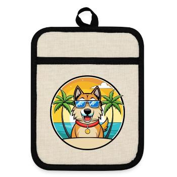 Shepherd Dog Breed Cartoon Sunglasses Beach - Pot holders with rubber back - linen/black  - Front