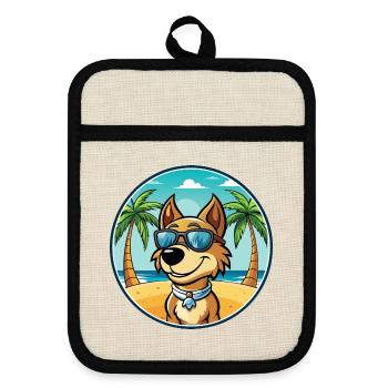 Stabij Dog Breed Cartoon Sunglasses Beach - Pot holders with rubber back - linen/black  - Front
