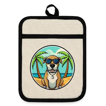 Spanische Dogge Hund Rasse Cartoon Sonnenbrille Strand - Topflappen mit Gummirückseite - Leinen/Schwarz  - Vorne
