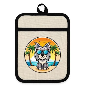 Skye Terrier Hunderasse Cartoon Sonnenbrille Strand - Topflappen mit Gummirückseite - Leinen/Schwarz  - Vorne