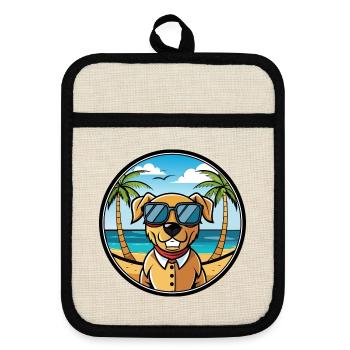 Southern Hound Dog Breed Cartoon Sunglasses Beach - Pot holders with rubber back - linen/black  - Front