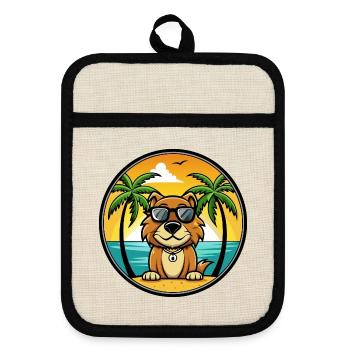 Smaland Hound Chien Race Dessin Animé Lunettes De Soleil Plage - Maniques avec dos en caoutchouc - lin/noir  - Devant
