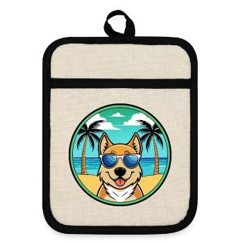 Slovensky Kopov Hunderasse Cartoon Sonnenbrille Strand - Topflappen mit Gummirückseite - Leinen/Schwarz  - Vorne