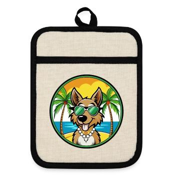 Segugio Italiano Race Chien Dessin Animé Lunettes De Soleil Plage - Maniques avec dos en caoutchouc - lin/noir  - Devant