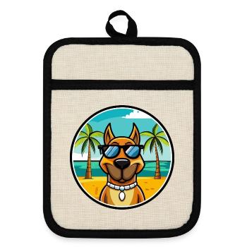 Serbischer Windhund Rasse Cartoon Sonnenbrille Strand - Topflappen mit Gummirückseite - Leinen/Schwarz  - Vorne