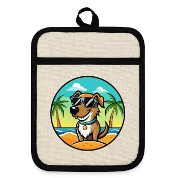Schweizer Laufhund Hunderasse Cartoon Sonnenbrille - Topflappen mit Gummirückseite - Leinen/Schwarz  - Vorne