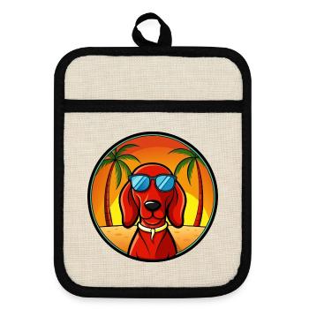 Redbone Coonhound Hunderasse Cartoon Sonnenbrille Strand - Topflappen mit Gummirückseite - Leinen/Schwarz  - Vorne