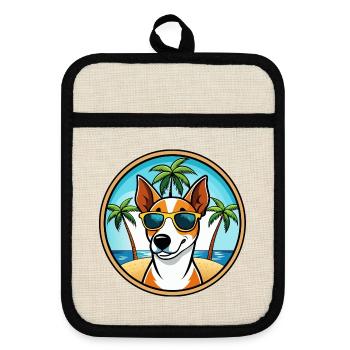 Lunettes de soleil Smooth Fox Terrier Dog Breed Cartoon - Maniques avec dos en caoutchouc - lin/noir  - Devant