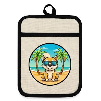 Porcelaine Hunderasse Cartoon Sonnenbrille Strand - Topflappen mit Gummirückseite - Leinen/Schwarz  - Vorne
