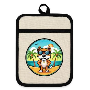 Pointer Dog Breed Cartoon Sunglasses Beach - Pot holders with rubber back - linen/black  - Front