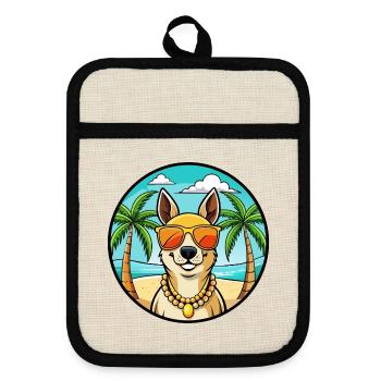 Peruanische Inka-Orchideen-Hunderasse Cartoon-Sonnenbrille - Topflappen mit Gummirückseite - Leinen/Schwarz  - Vorne