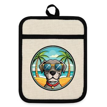 Old Danish Pointer Dog Breed Cartoon Sunglasses - Pot holders with rubber back - linen/black  - Front