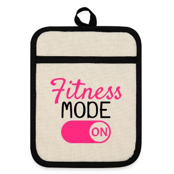 Fitness Modus An - Topflappen mit Gummirückseite - Leinen/Schwarz  - Vorne