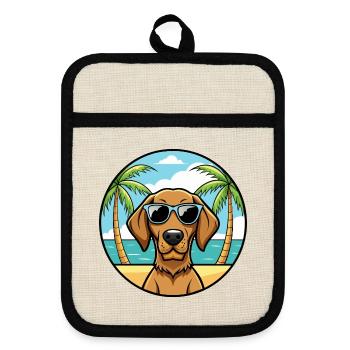 Vizsla à poil dur race de chien dessin animé lunettes de soleil plage - Maniques avec dos en caoutchouc - lin/noir  - Devant