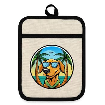 Litauischer Windhund Rasse Cartoon Sonnenbrille Strand - Topflappen mit Gummirückseite - Leinen/Schwarz  - Vorne