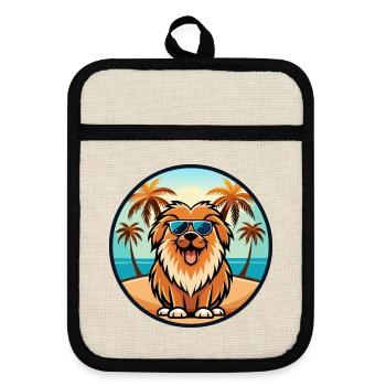 Leonberger Dog Breed Cartoon Sunglasses Beach - Pot holders with rubber back - linen/black  - Front