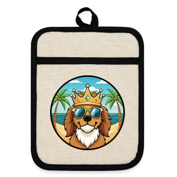 King Charles Dog Breed Cartoon Sunglasses Beach - Pot holders with rubber back - linen/black  - Front