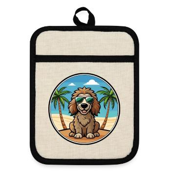 Irish Water Spaniel Hunderasse Cartoon Sonnenbrille - Topflappen mit Gummirückseite - Leinen/Schwarz  - Vorne