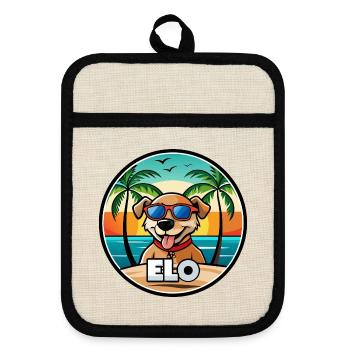 Dog Breed Cartoon Sunglasses Beach - Pot holders with rubber back - linen/black  - Front