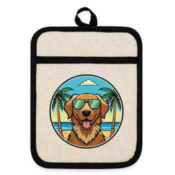 Chesapeake Bay Retriever Hunderasse Cartoon Beach - Topflappen mit Gummirückseite - Leinen/Schwarz  - Vorne